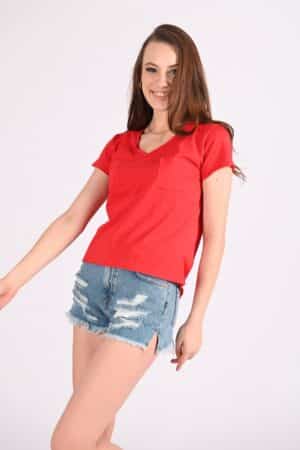 Tricou dama bumbac cu buzunar 8328