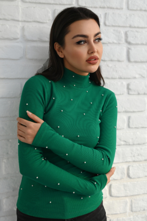 Bluza dama bumbac tetra cu perle 1413-23