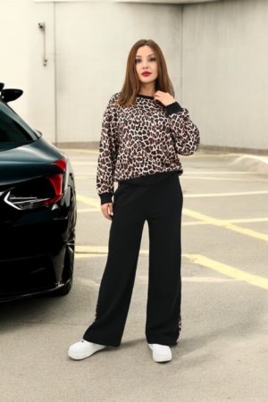Set bluza si pantaloni cu imprimeu animal print 4180