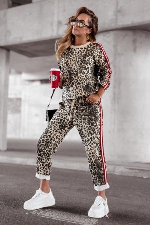 Set doua piese bumbac cu imprimeu animal print si dungi 4197